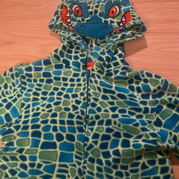 Cat & Jack Fleece Unisex Onesie Pajamas Lizard Medium (8/10) - Picture 4 of 7